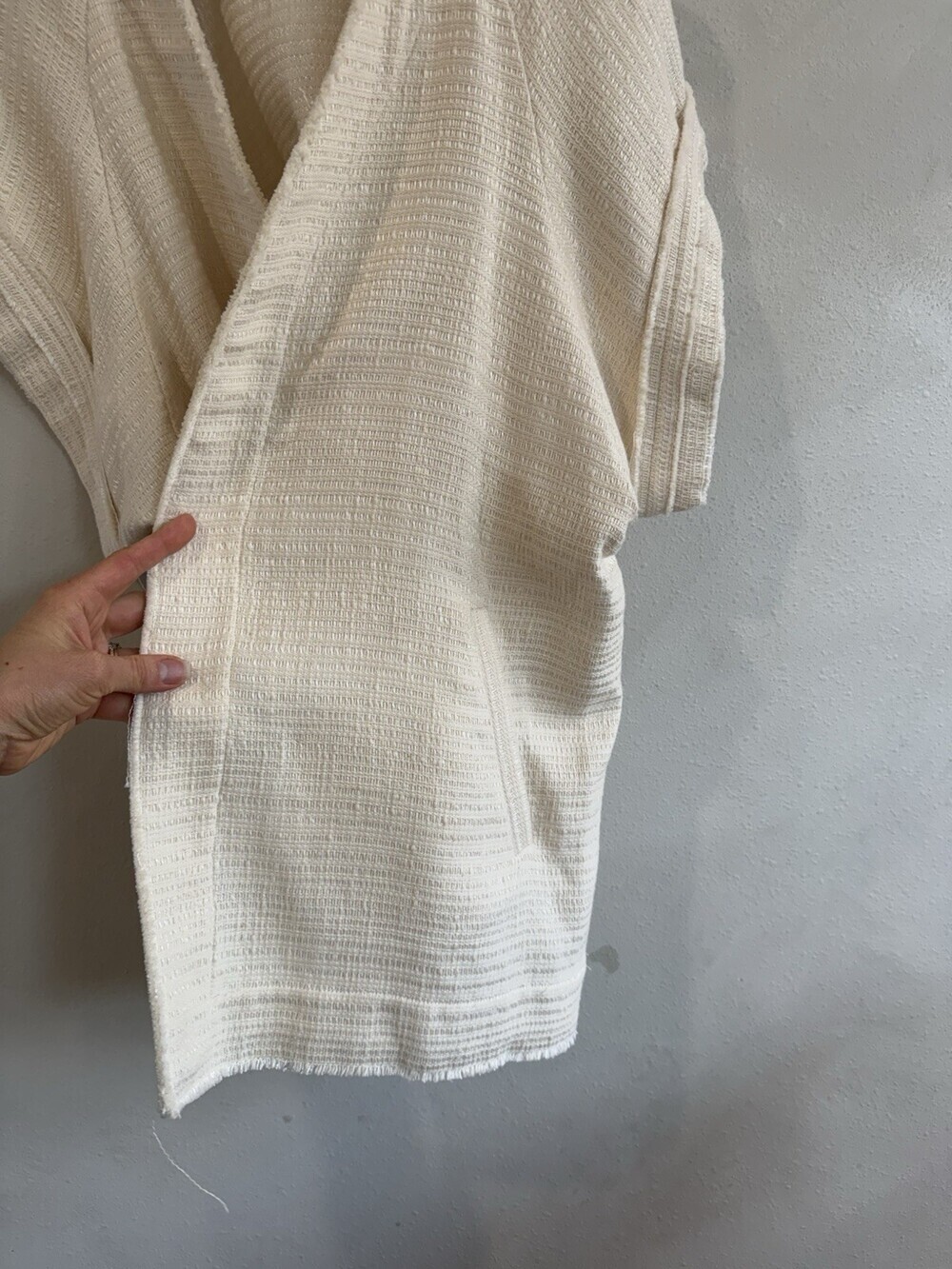 IRO Ivory Cream Women’s 40 10 guaze Cotton Textured Shirt Blouse Top Open Front - Picture 3 of 5